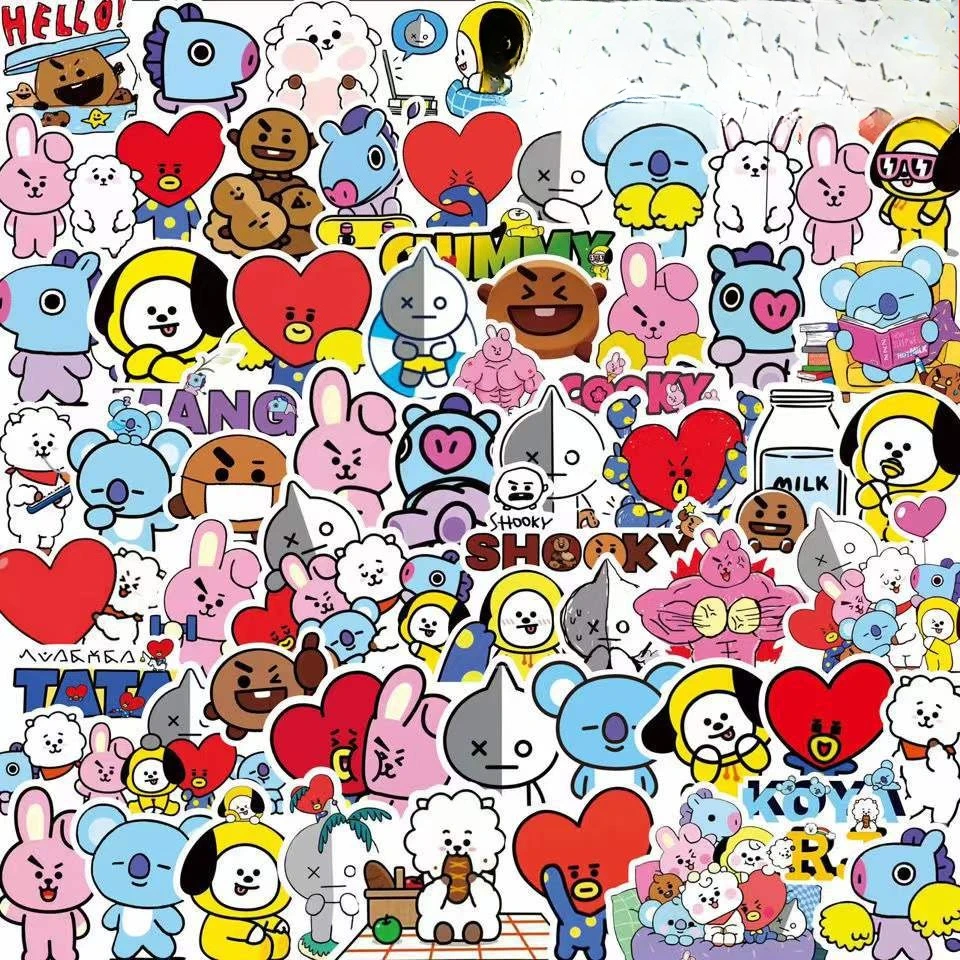 Evoker Cosplay Prop - Kawaii BT21 Stickers Suitcases Laptops Cars