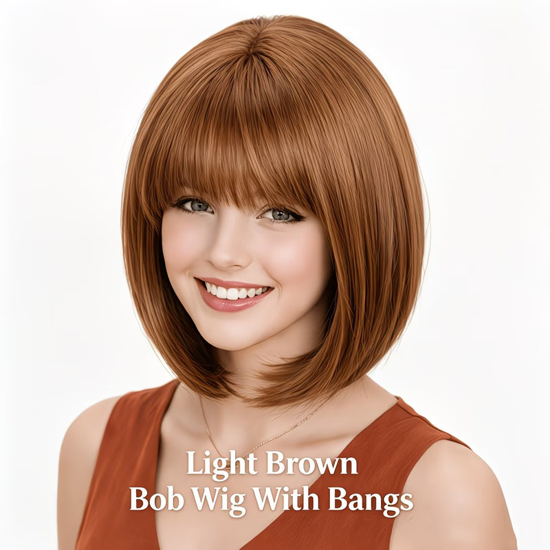 Airy bangs short bob wig, ligh - Wig Fiber Net 评论和价格