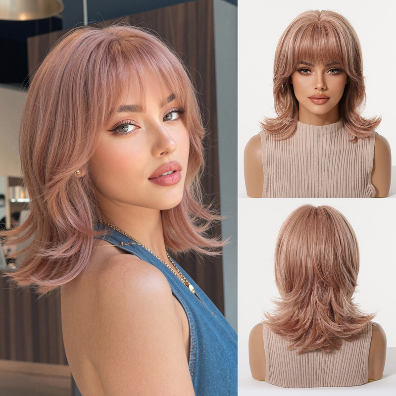 Women's wig with bangs, wolf t - Wig Fiber Net 评论和价格